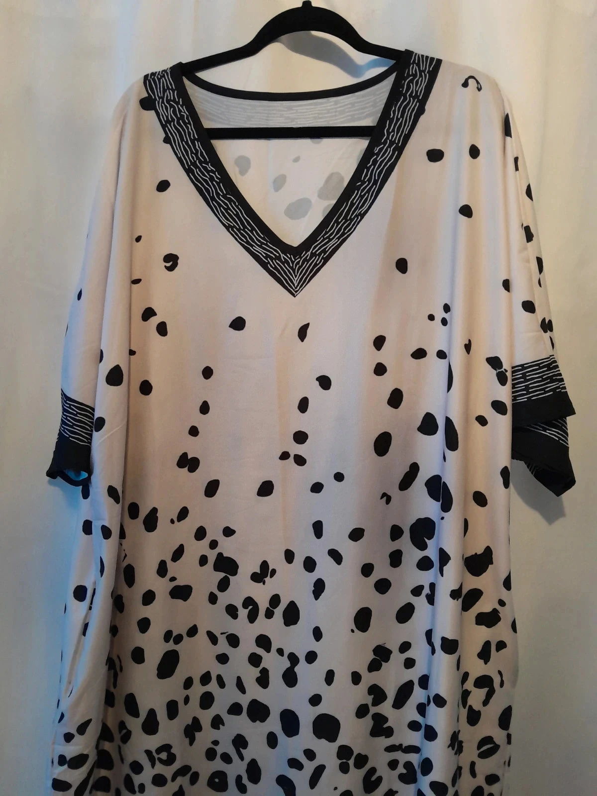 Black and white Dalmatian print flowy kaftan dress - Size 5XL – photo 6